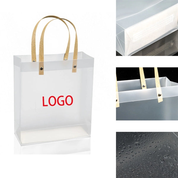Frosted Clear Waterproof Plastic Gift Bag With Handle