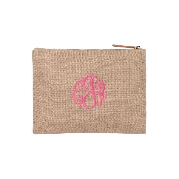 Jute Cosmetic Bag Zipper Pouch