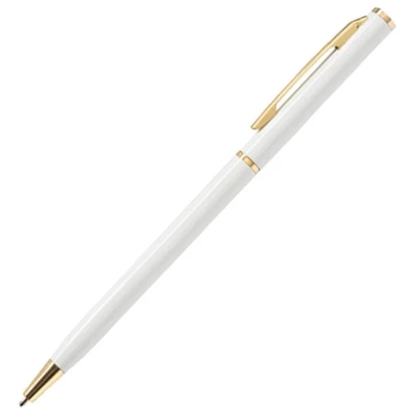 Slim Twist Metal Hotel Pen With Gold Trim