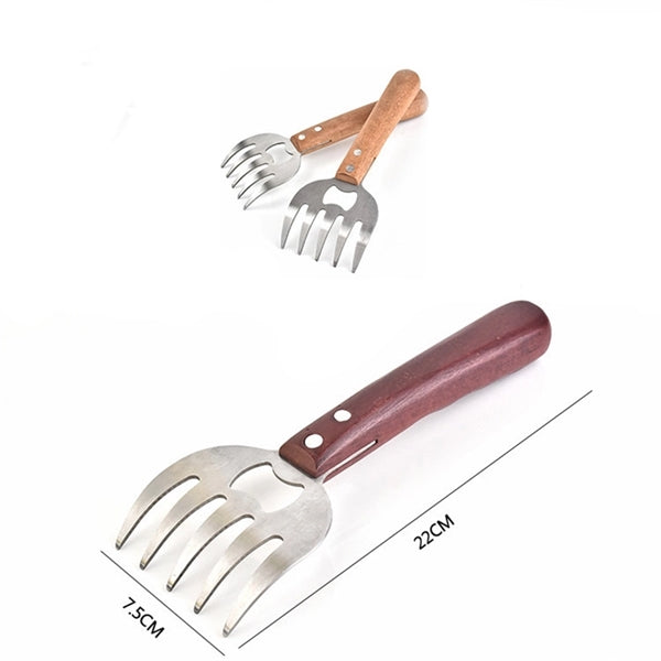 Stainless Steel Meat Claws with Long Wood Handle-2Pcs