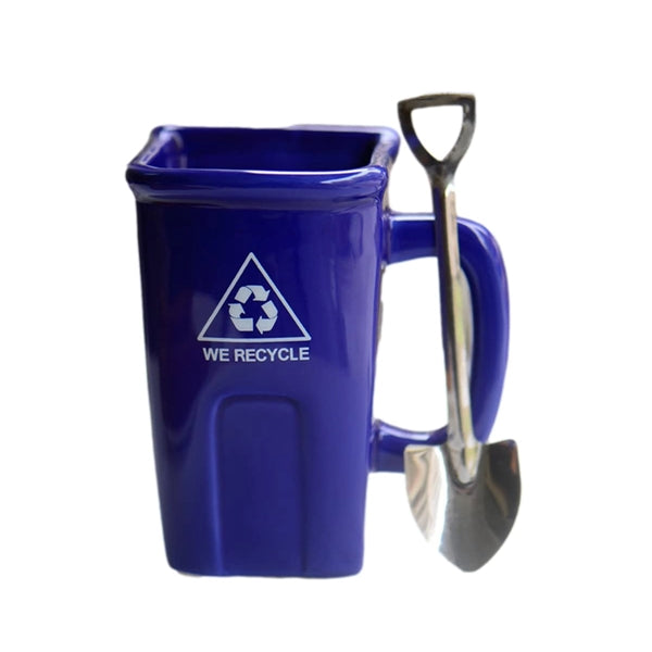 12Oz Trash Can Ceramic Mug With Spoon