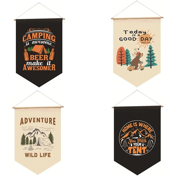 Camping Flag Hanging Wall Canvas Banner