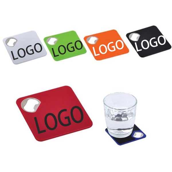2-in-1 Square Full Color Coaster with Bottle Opener