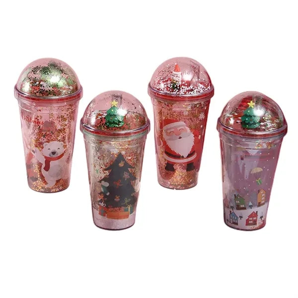 16.9 oz Plastic Christmas Micro Landscape Cup with Lid