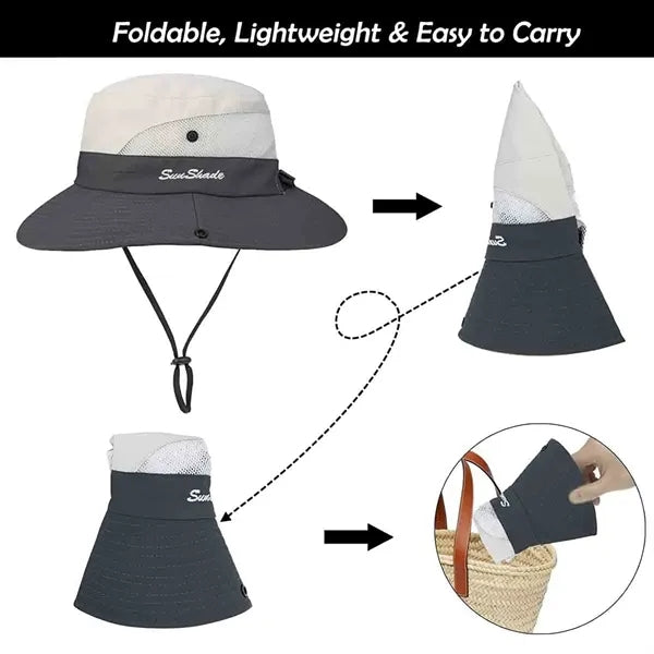 Horsetail Hole For Women's Outdoor Sun Hat