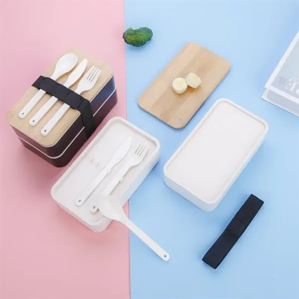 Eco-friendly Degradable Double Layer Straw Lunch Box