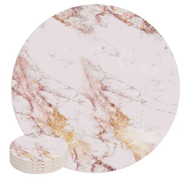 Round Absorbent Coaster Made of dolomite material with cork