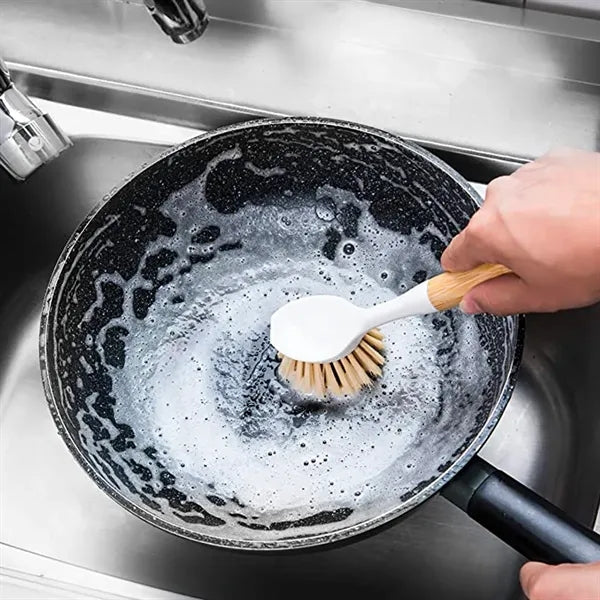 Dish Brushes With Bamboo Handle