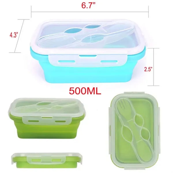16.7oz foldable lunch-box w/ fork