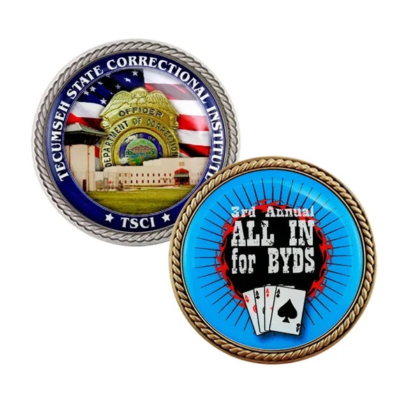 Full Color Speed Challenge Coin with Rope Border