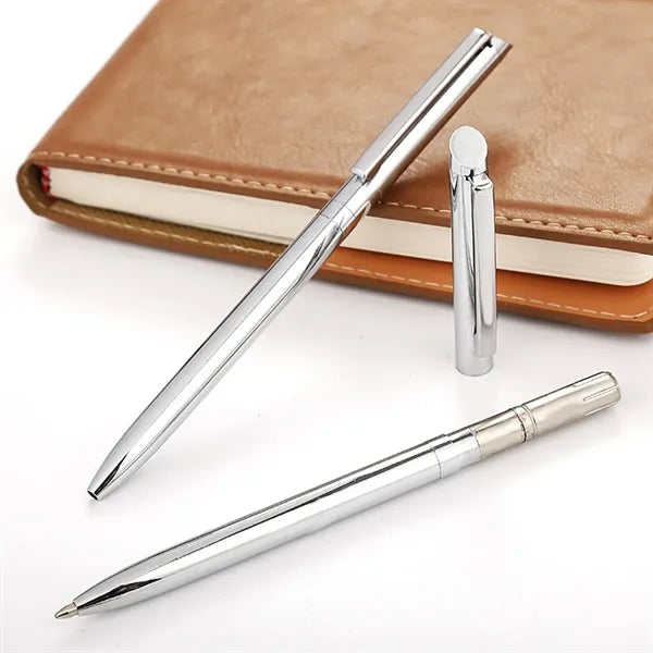 Slim Stainless Steel Retractable Ballpoint Pens