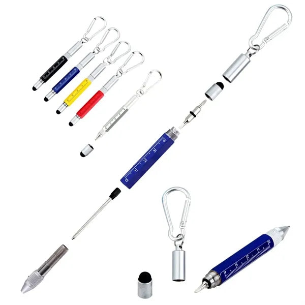 6 In 1 Metal Tool Pen Multi-Function with Carabiner