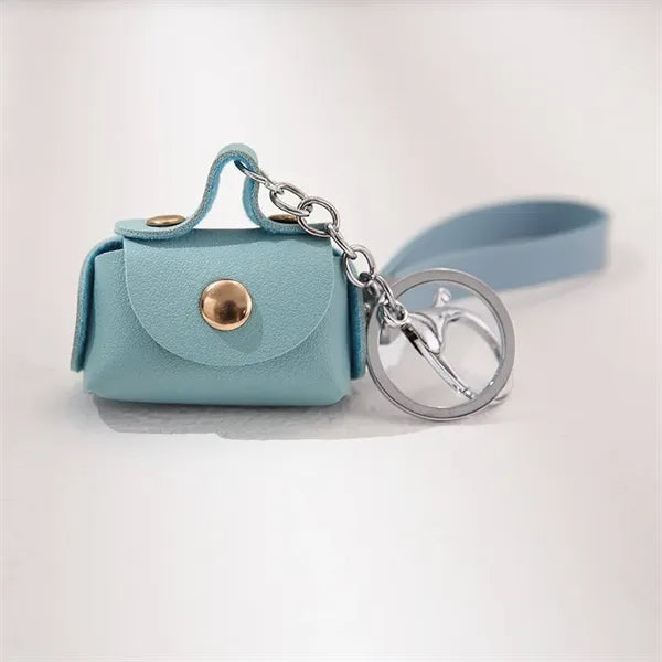 Mini Pu Coin Purse & Earphone Cable Storage Bag W/ Keychain