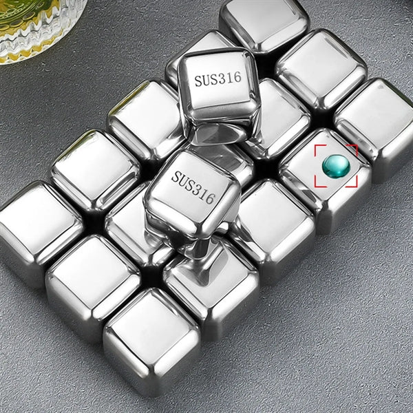 4-In-1 Stainless Metal Chilling Whiskey Ice Cube With Tong