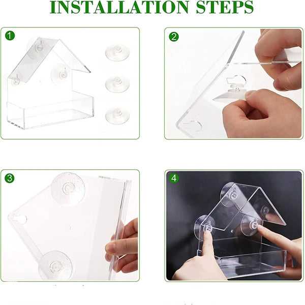Clear Window Bird Feeder With Strong Suction Cup