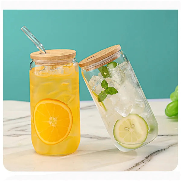 16oz Tumbler with Bamboo Lid & Glass Straw