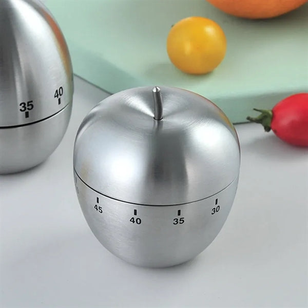 Stainless Steel Apple Rotating Alarm Clock Kitchen Timer