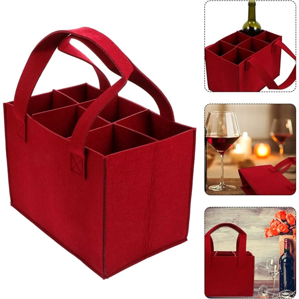6 Bottle Felt Wine Tote Bag