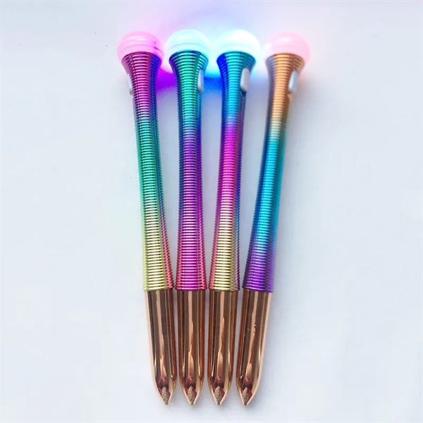 Gradient Metal Ballpoint Pen With Changing Color LED Tip