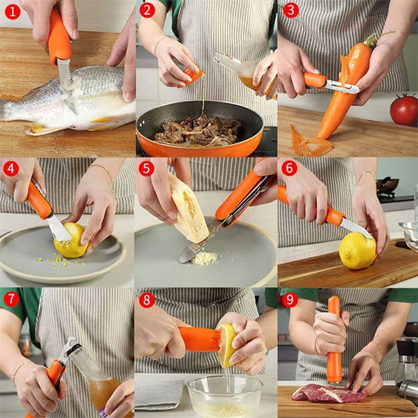 9 in 1 Stainless Steel Multifunctional Kitchen Tool Knife