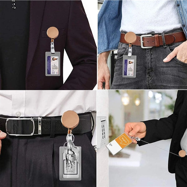 Retractable Strong Easy Pull Button Keychain