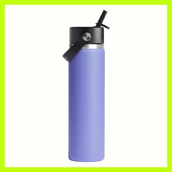 24 OZ Stainless Steel Bottle Wide Mouth Straw Lid