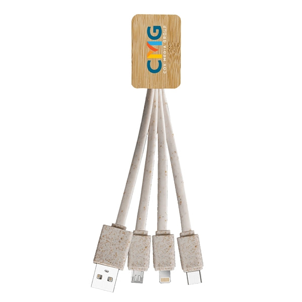 Eco Friendly Bamboo/Wheat Straw 4 in 1 Cable