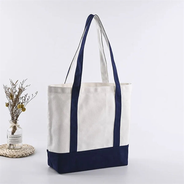 Canvas Tote Bag with an External Pocket