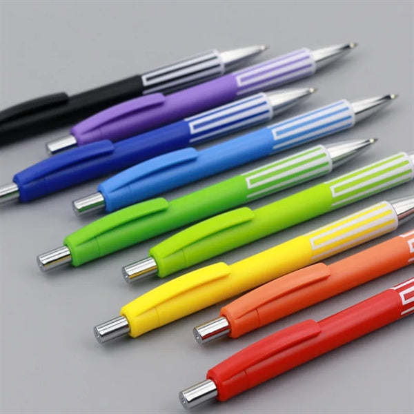 Colorful Stripe Retractable Ballpoint Pen Plastic Ballpen