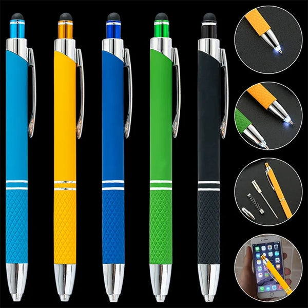 3 In 1 LED Tip Stylus Twist Ballpoint Pen For Touch Screens