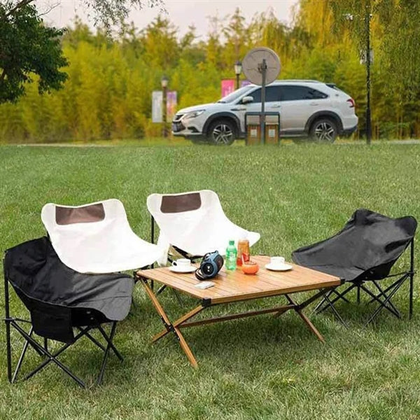 Outdoor Foldable Camping Chair with Side Storage Pouch