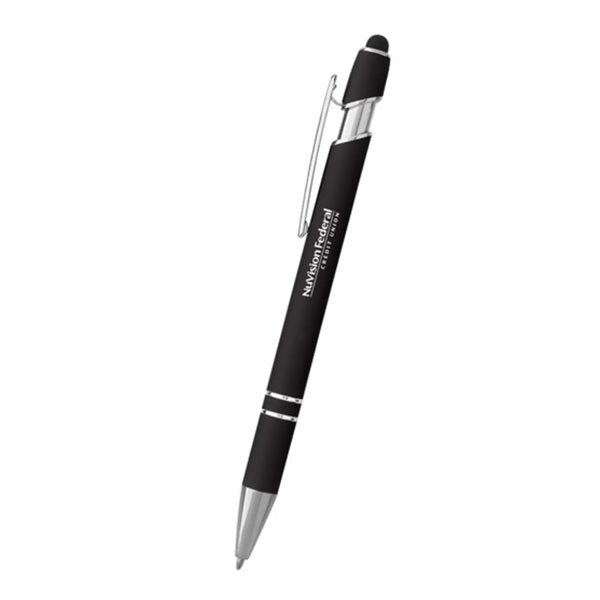 Rubberized Soft Touch Ballpoint Pen w/ Stylus Tip