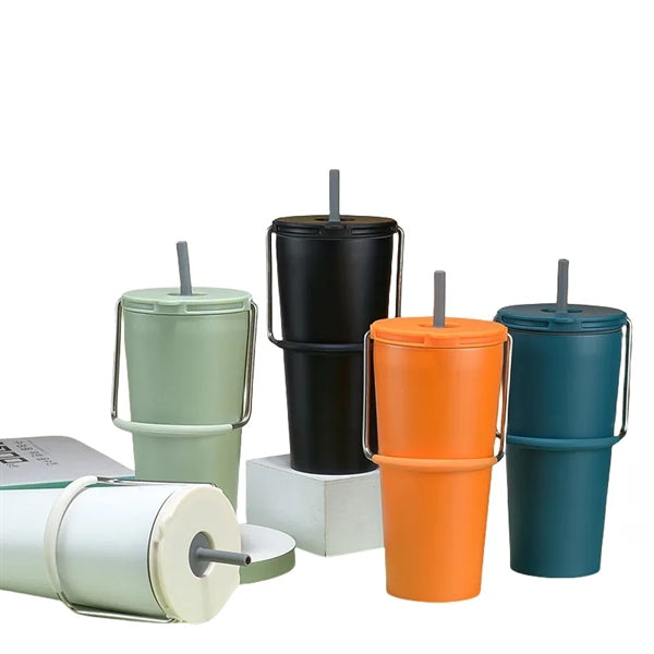 20 oz Insulated Stainless Steel Bucket Tumbler with Straw