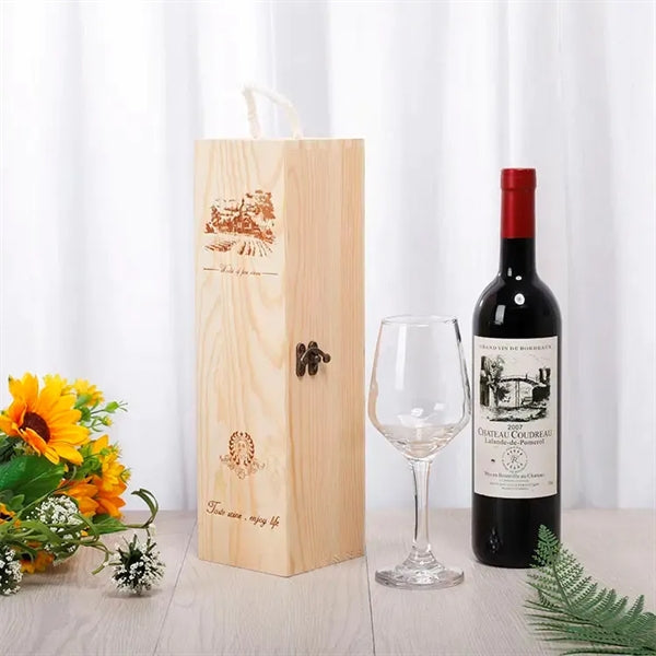 Pine Wood Wine Bottle Storage Box