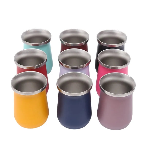 8 oz Yerba Mate Double Wall Stainless Steel Tea Set