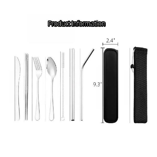 9-Piece Portable Travel Silverware Utensils with Case