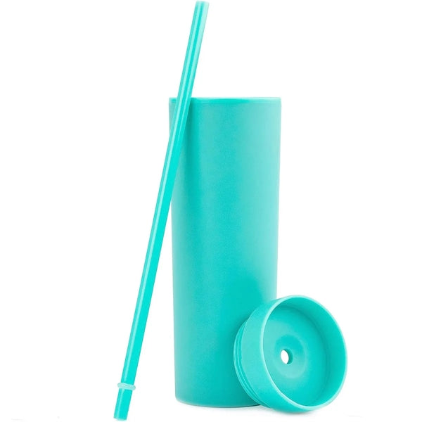 16 oz Colored Acrylic Tumblers with Lids and Straws