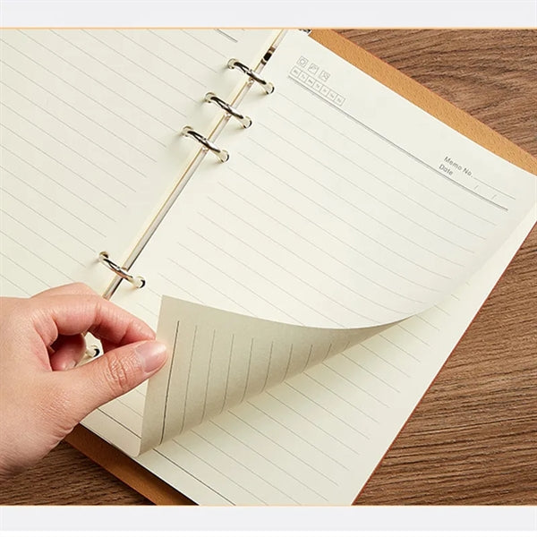 A5 Size Vegan Leather Loose Leaf Binder Refillable Notebook