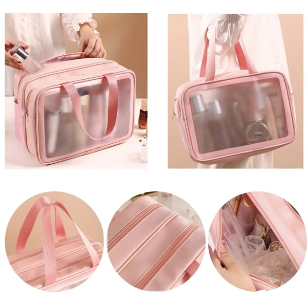 Clear Double Layer PVC Water-resistant Makeup Cosmetic Bag