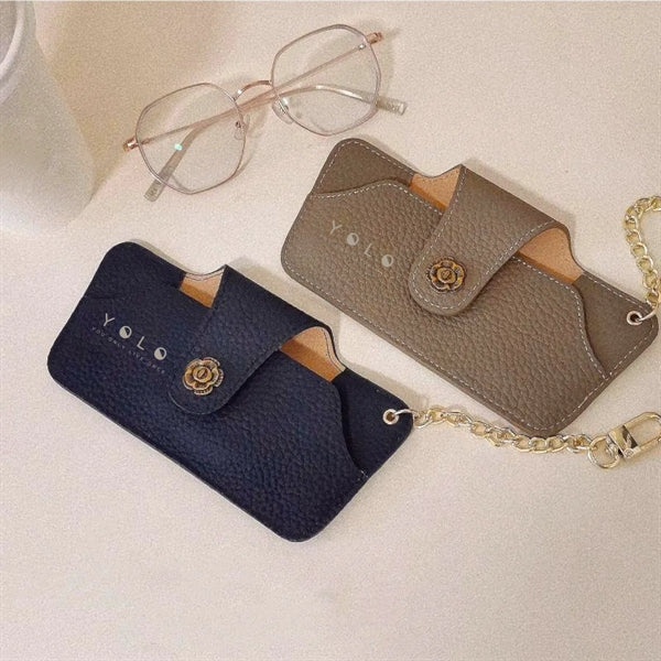 Foldable Retro First Layer Leather Glasses Case