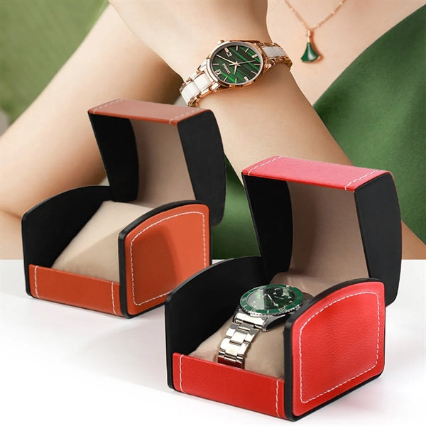 PU Leather Curved Watch Case