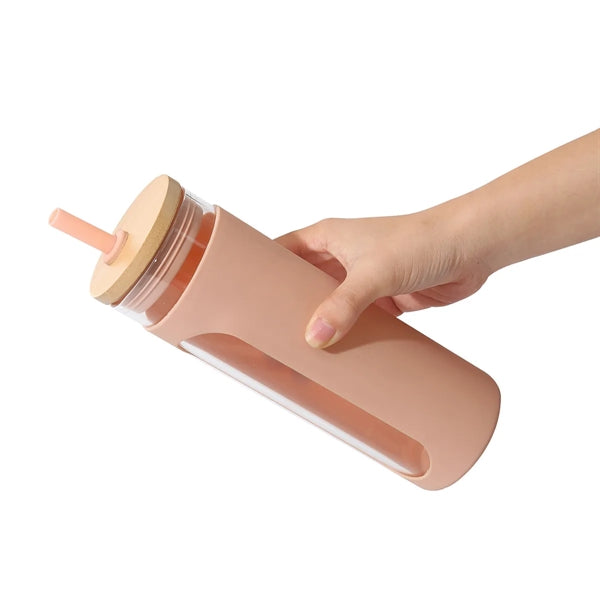 Glass Water Bottle With Straw And Lid