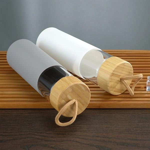 Glass With Bamboo Lid And Silicone Sleeve