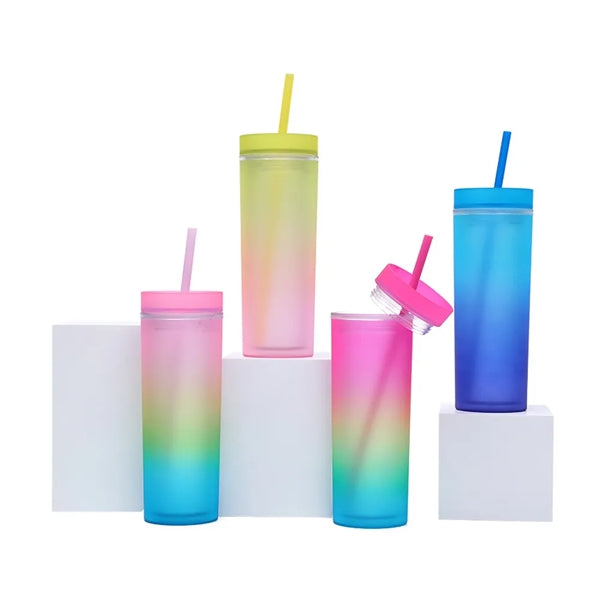 16 Oz Colorful Straw Cup with Lid