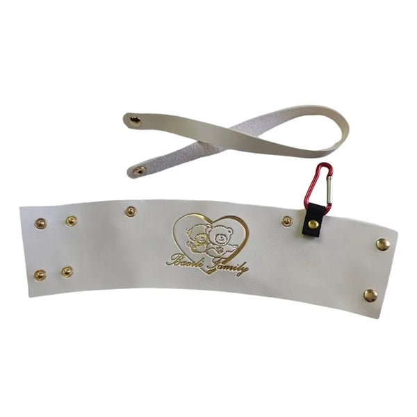 PU Leather Beverage Holder with Carabiner and Button