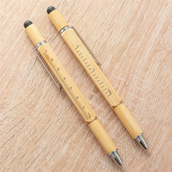 6 In 1 Bamboo Multi Tool Touch Ballpoint Pen