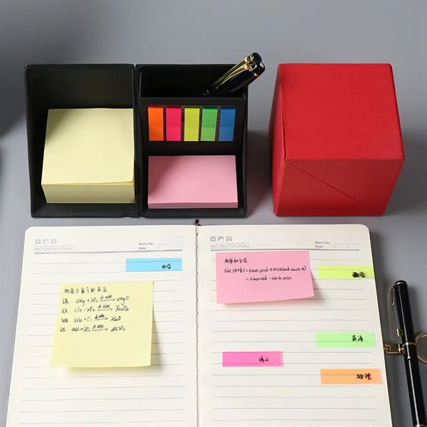 Foldable Cube Sticky Note Set Pen Holder Desktop Storage Box