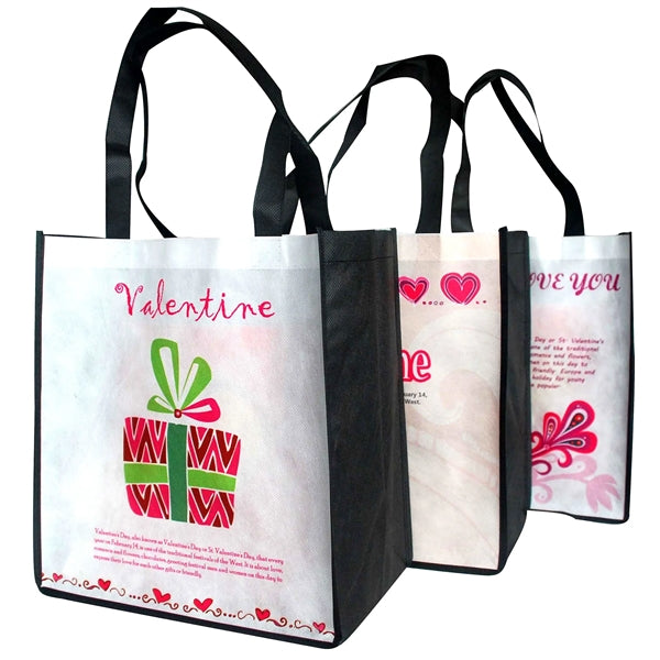 13"x13"x8" 100 GSM PET Tote Bag with Black Gusset & Handles