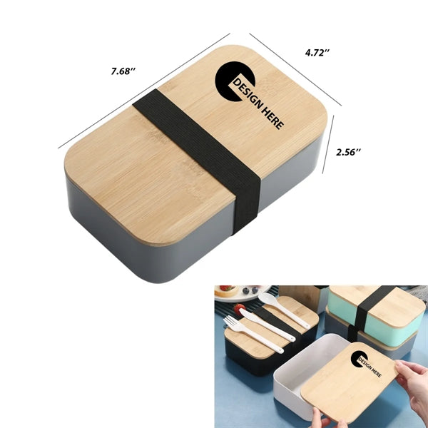 Eco-Friendly Wheat Straw Lunch Box w/ Bamboo Cover
