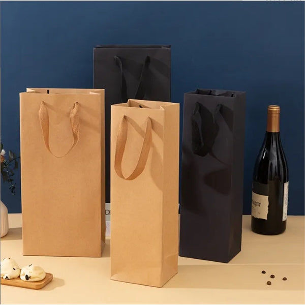 Kraft Paper Wine Tote Gift Bag